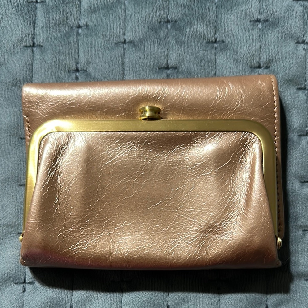 HOBO metallic leather trifold wallet